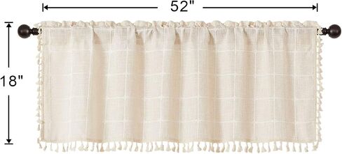 MitoVilla Boho Kitchen Curtains 36 Inch Length, 2 Panels Modern Farmhouse Short Cafe Curtains, French Country Small Tier Cotton Linen Curtain for RV/Bathroom/Basement/Laundry Room, Orange in Kuwait
