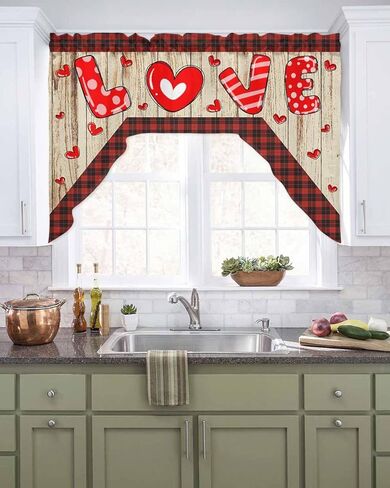 BEMIGO Swag Valances for Windows, Easter Egg Bunny Kitchen Window Curtains Over Sink, Spring Flower Rod Pocket Window Valences Swag Curtains, 2 Panel 36 Inches Length in Kuwait