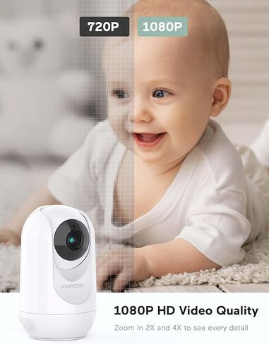 شاشة مراقبة الأطفال من Momcozy مقاس 5 بوصات بدقة 1080 بكسل مع كاميرا وصوت غير WiFi وبطارية 5000 مللي أمبير في الساعة مع وضع VOX ورؤية ليلية بالأشعة تحت الحمراء ودرجة حرارة الصوت في اتجاهين هدية مثالية in Kuwait