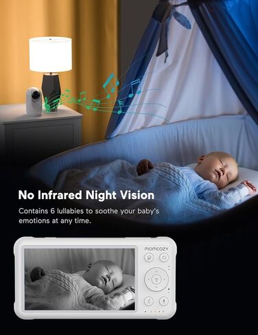 شاشة مراقبة الأطفال من Momcozy مقاس 5 بوصات بدقة 1080 بكسل مع كاميرا وصوت غير WiFi وبطارية 5000 مللي أمبير في الساعة مع وضع VOX ورؤية ليلية بالأشعة تحت الحمراء ودرجة حرارة الصوت في اتجاهين هدية مثالية in Kuwait