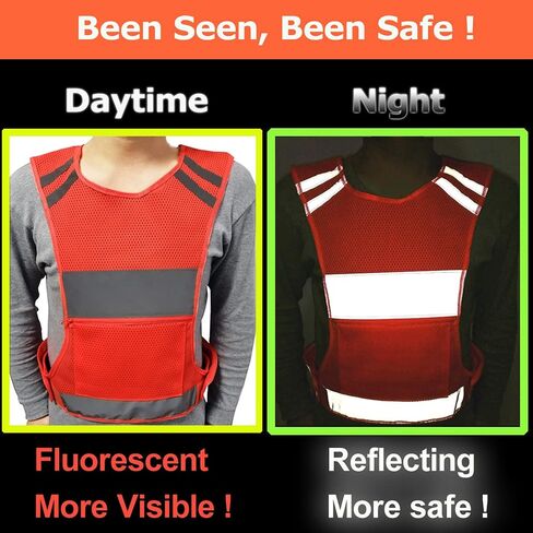 QXGTOB Reflective Vest Running Gear Orange XL Adjustable 360° High Visible Safety Vest for Men Women Walking Cycling Night Cycling Hiking Jogging Dog Walking OXL in Saudi Arabia