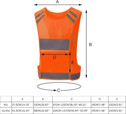 QXGTOB Reflective Vest Running Gear Orange XL Adjustable 360° High Visible Safety Vest for Men Women Walking Cycling Night Cycling Hiking Jogging Dog Walking OXL in Saudi Arabia