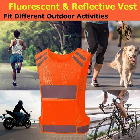 QXGTOB Reflective Vest Running Gear Orange XL Adjustable 360° High Visible Safety Vest for Men Women Walking Cycling Night Cycling Hiking Jogging Dog Walking OXL in Saudi Arabia