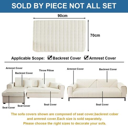 غطاء أريكة مقسم من JIAN YA NA، غطاء أريكة مضاد للانزلاق للحيوانات الأليفة والأطفال - أغطية أريكة واقية للأثاث لـ 3 وسائد للأريكة ذات المقعدين ومسند للذراع على شكل حرف L (قطعة واحدة فقط) in Kuwait