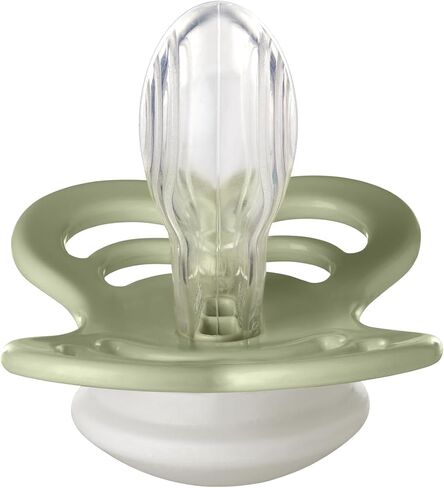 BIBS Supreme Baby Pacifier 2-Pack | Made in Denmark | BPA Free Dummy Soother, Symmetrical Nipple. Silicone, Size 2 (6-18 Months), Sage Glow/Cloud Glow in Saudi Arabia