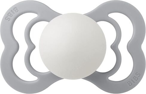 BIBS Supreme Baby Pacifier 2-Pack | Made in Denmark | BPA Free Dummy Soother, Symmetrical Nipple. Silicone, Size 2 (6-18 Months), Sage Glow/Cloud Glow in Saudi Arabia