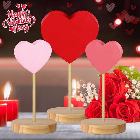 علامة خشبية على شكل قلب لعيد الحب، مجموعة مكعبات قلب ثابتة وطويلة، قابلة لإعادة الاستخدام لطاولة عشاء رومانسية عيد الحب، علامات زخرفية مركزية لغرفة المعيشة والمطبخ وديكور الذكرى السنوية للزفاف، 3 قطع in Kuwait