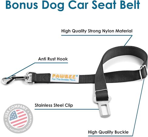 PAWBEE Dog Car Seat Covers - Nonslip Scratchproof Dog Car Seat Cover - Waterproof Back Seat Cover for Pets – SUV, Truck, Car Pet Hammock with Front Mesh Window - Heavy-Duty Car Seat Covers for Dogs in Kuwait