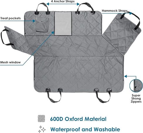 PAWBEE Dog Car Seat Covers - Nonslip Scratchproof Dog Car Seat Cover - Waterproof Back Seat Cover for Pets – SUV, Truck, Car Pet Hammock with Front Mesh Window - Heavy-Duty Car Seat Covers for Dogs in Kuwait
