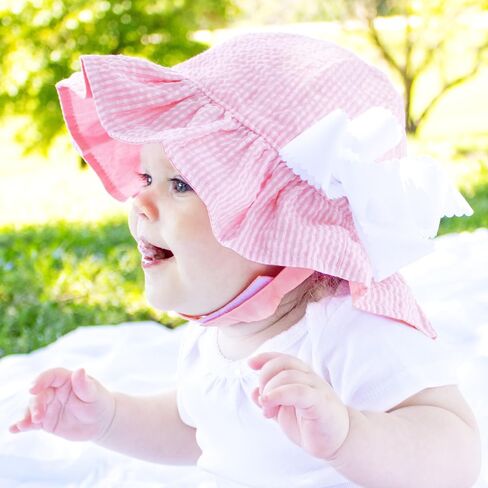 قبعات شمسية ذات وجهين للفتيات من Wee Ones مع أشرطة للذقن، أنيقة ومسامية، جاهزة للصيف in Kuwait