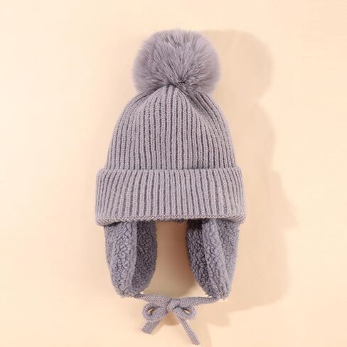 HADM Baby Beanie Hat for Winter with Earflap Knit Warm Cap Fleece Lined for Toddler Kids Infant Girls Boys 1-5Years in Kuwait