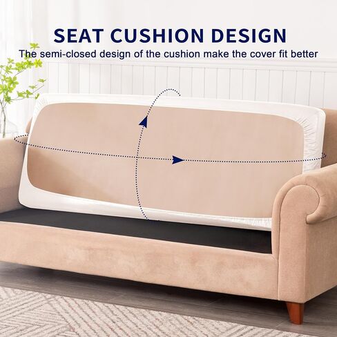 SUBRTEX Leather Cushion Covers Waterproof Breathable Sofa Seat Slipcpvers for 2-3-4 Seaters Stretch Replacement for Furniture Protector (3 Pack, Chocolate) in Saudi Arabia