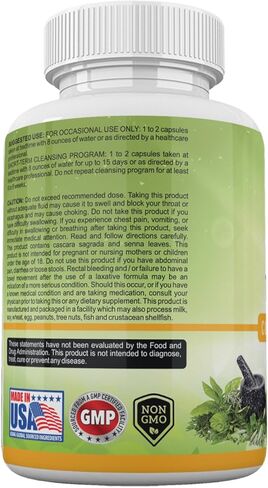Amate Life Herbal Laxative Cleansing Formula Laxative Capsules Help with Occasional Constipation Promotes Regularity Probiotics Source Digestive System Health Non-GMO 60 Capsules in Kuwait