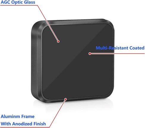 ND4 Filter for GoPro Hero 7 Black/Hero 6 Black/Hero 5 Black | AGC Optics Glass, 30-Layer Multi-Resistant Coating Neutral Density Filters, Snug Fit GoPro Lens Filters with Lens Cloth in Saudi Arabia