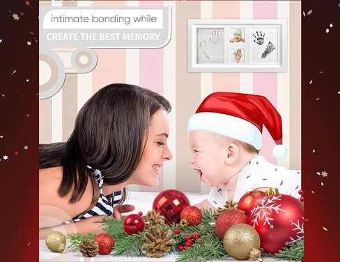 Baby Handprint and Footprint Keepsake Frame-Clean Touch Ink Pad and Clay The Cute Way to Photo Your Baby's Growth Large-Fits Twins Newborn for Boy & Girl-Baby Registry or in Kuwait