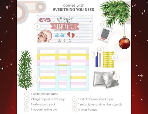 Baby Handprint and Footprint Keepsake Frame-Clean Touch Ink Pad and Clay The Cute Way to Photo Your Baby's Growth Large-Fits Twins Newborn for Boy & Girl-Baby Registry or in Kuwait