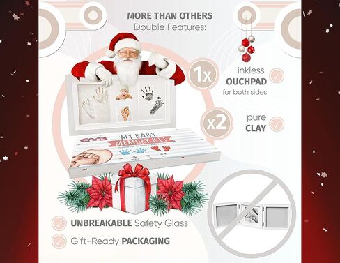 Baby Handprint and Footprint Keepsake Frame-Clean Touch Ink Pad and Clay The Cute Way to Photo Your Baby's Growth Large-Fits Twins Newborn for Boy & Girl-Baby Registry or in Kuwait