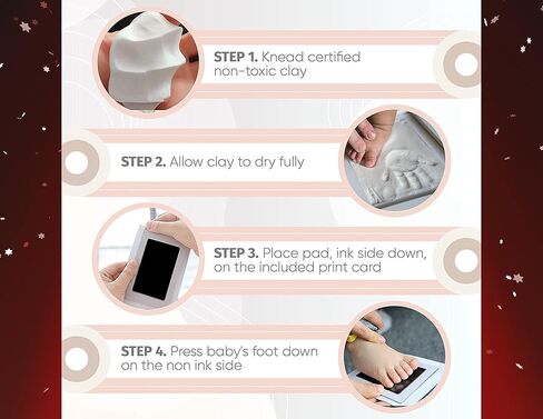 Baby Handprint and Footprint Keepsake Frame-Clean Touch Ink Pad and Clay The Cute Way to Photo Your Baby's Growth Large-Fits Twins Newborn for Boy & Girl-Baby Registry or in Kuwait