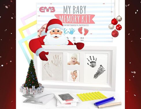 Baby Handprint and Footprint Keepsake Frame-Clean Touch Ink Pad and Clay The Cute Way to Photo Your Baby's Growth Large-Fits Twins Newborn for Boy & Girl-Baby Registry or in Kuwait