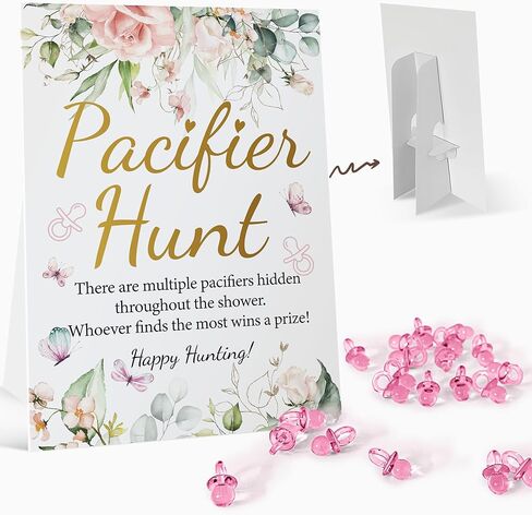 لافتة ألعاب استحمام الطفل لهاية هانت (8 × 11)، مجموعة هدايا بينك روز جولدن بيبي، 50 لهاية أطفال أكريليك، لهايات بلاستيكية صغيرة لجنس الطفل تكشف عن جنسه in Kuwait