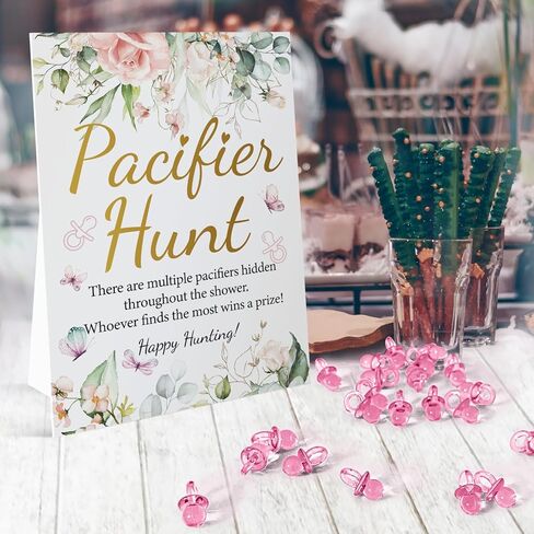 لافتة ألعاب استحمام الطفل لهاية هانت (8 × 11)، مجموعة هدايا بينك روز جولدن بيبي، 50 لهاية أطفال أكريليك، لهايات بلاستيكية صغيرة لجنس الطفل تكشف عن جنسه in Kuwait