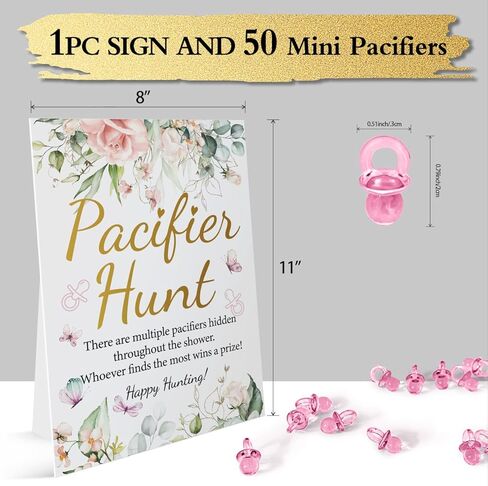 لافتة ألعاب استحمام الطفل لهاية هانت (8 × 11)، مجموعة هدايا بينك روز جولدن بيبي، 50 لهاية أطفال أكريليك، لهايات بلاستيكية صغيرة لجنس الطفل تكشف عن جنسه in Kuwait