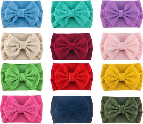 12 عبوة من ربطة شعر ذات عقدة كبيرة بعقدة شريطية مرنة واسعة من النايلون قابلة للتمدد ربطة رأس ربطات شعر وعمامة شعر إكسسوارات للشعر للأطفال حديثي الولادة وحديثي الولادة وحديثي الولادة in Kuwait