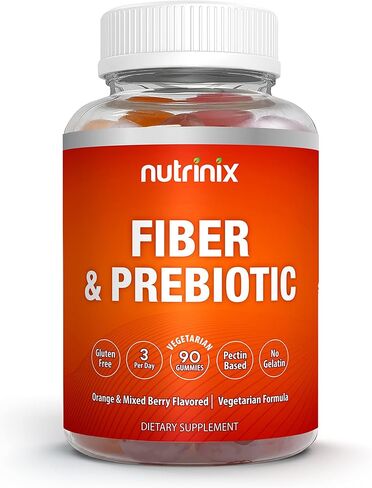 Nutrinix Fiber and Prebiotic Gummies for Adults, 90 Gummy Chews, Support Digestive Health, GI Tract Balance, and Regularity, Non-GMO and Gluten Free, Natural Fruit Flavors - Single Pack in Saudi Arabia