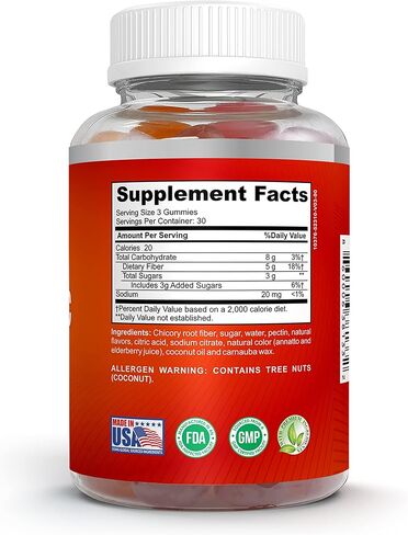 Nutrinix Fiber and Prebiotic Gummies for Adults, 90 Gummy Chews, Support Digestive Health, GI Tract Balance, and Regularity, Non-GMO and Gluten Free, Natural Fruit Flavors - Single Pack in Saudi Arabia