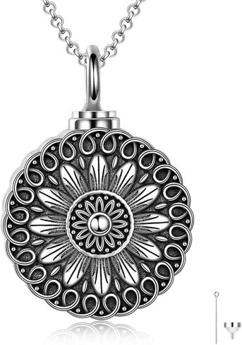 YFN Sterling Silver Sunflower Urn Necklace for Ashes Rose Flower Cremation Jewelry for Ashes in Saudi Arabia