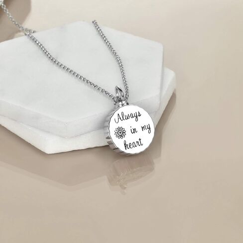 YFN Sterling Silver Sunflower Urn Necklace for Ashes Rose Flower Cremation Jewelry for Ashes in Saudi Arabia