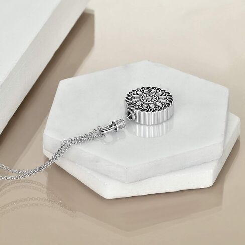 YFN Sterling Silver Sunflower Urn Necklace for Ashes Rose Flower Cremation Jewelry for Ashes in Saudi Arabia