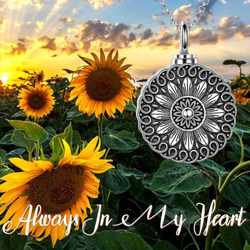 YFN Sterling Silver Sunflower Urn Necklace for Ashes Rose Flower Cremation Jewelry for Ashes in Saudi Arabia