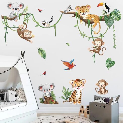 decalmile Jungle Animals Tree Elephant Wall Decals Stickers Nursery Decor in Saudi Arabia