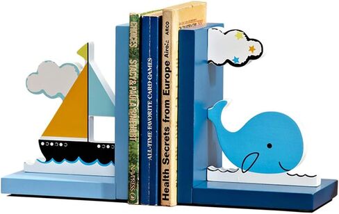 a Pair of Wooden Red and Blue Robot Bookends, Children's Room Decor. in Kuwait