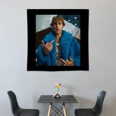 لافتة جدارية بتصميم جاستن بيبر مقاس 4 × 4 قدم من ديكر بلس، البوم مغني موسيقي معلق على الحائط لديكور المنزل والسكن الجامعي in Kuwait