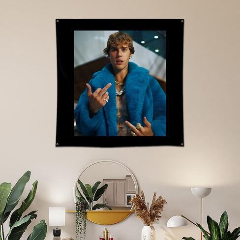 لافتة جدارية بتصميم جاستن بيبر مقاس 4 × 4 قدم من ديكر بلس، البوم مغني موسيقي معلق على الحائط لديكور المنزل والسكن الجامعي in Kuwait