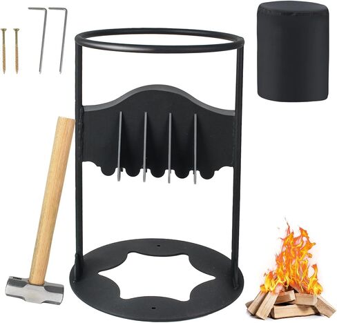 DEDU 11'' X 16'' XXL Kindling Splitter for Wood 10 LBS, Cast Iron Firewood Splitter with 8LB Sledge Hammer & Cover, Upgraded Manual Log Splitters for Firewood Could Accomodate Larger Logs in Kuwait