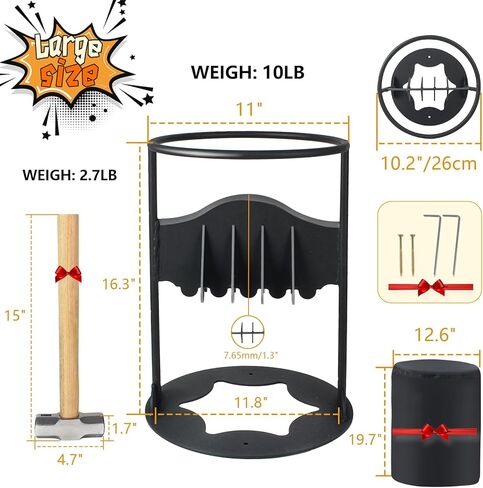 DEDU 11'' X 16'' XXL Kindling Splitter for Wood 10 LBS, Cast Iron Firewood Splitter with 8LB Sledge Hammer & Cover, Upgraded Manual Log Splitters for Firewood Could Accomodate Larger Logs in Kuwait