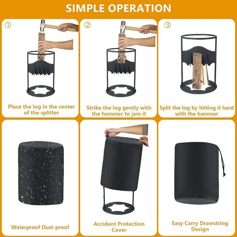 DEDU 11'' X 16'' XXL Kindling Splitter for Wood 10 LBS, Cast Iron Firewood Splitter with 8LB Sledge Hammer & Cover, Upgraded Manual Log Splitters for Firewood Could Accomodate Larger Logs in Kuwait