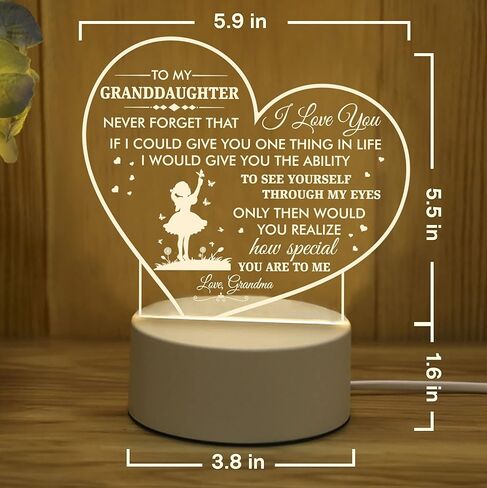 Myfihu Granddaughter Night Light هدايا حفيدة من الجدة، هدايا الجدة لعيد ميلاد الحفيدة، عيد الميلاد، التخرج، عيد الشكر، الجدة حفيدة بقيادة مصباح TNL6 in Kuwait