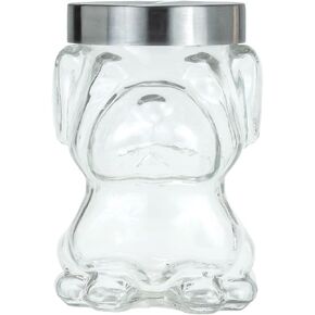 Amici Pet Mad Dog Glass Canister | Airtight Dog Treat Jar | Pet Food Storage | Cute Dog Treat Jar for Kitchen Counter | Cookie Jar with Twist on Lid, 48-Oz in Kuwait