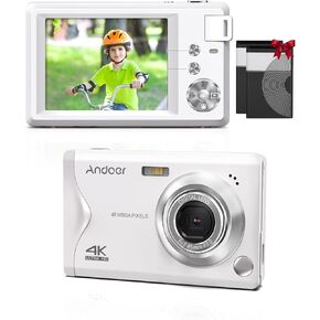 Andoer Digital Camera 4K Kids Camera, Portable 3.0'' TF, 16X Zoom, Auto Focus, Self-Timer, Face Detection, Anti-Shaking, Includes 2 Batteries & Hand Strap - Ideal Gift for Children in Kuwait