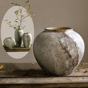 Denique Rustic Ceramic Flower Vase, Vintage Tall Floor Vase Farmhouse Decor, Large Vases for Living Room Entryway Table Centerpiece Decor, Terracotta Vases Pottery Clay Vase(A-22cm) in Kuwait