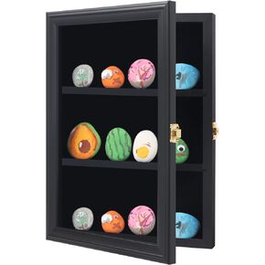 علبة عرض الصخور لطلاء Tieeqe - صندوق ظلال مقاوم للغبار لصخور النهر المطلية - خزانة عرض صخرية مصقولة مع أكريليك مضاد للأشعة فوق البنفسجية بنسبة 98% للصخور الناعمة، هدية لمحبي طلاء الصخور باللون الأسود in Kuwait