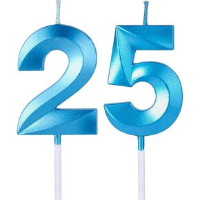 شموع عيد الميلاد 25 و52 باللون الأسود للكعك، رقم 25 52 شمعة لامعة لتزيين حفلات الزفاف والذكرى السنوية in Kuwait
