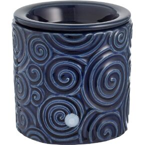 Blue Chevron Ceramic Candle Warmer Electric with Safety Timer | Automatic Plug in Fragrance Warmer for Scented Wax Melts, Cubes, Tarts | Air Freshener Set for Home Décor, Office, and Gifts