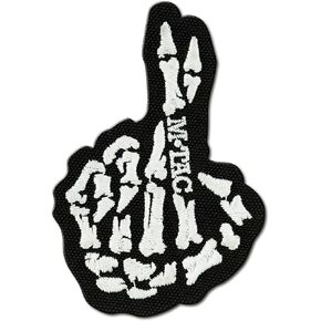 M-Tac Morale Patches - Embroidery Skeleton Hand - Skull Ghost Skeleton Finger - Morale Badge for Tactical Military Army Gear with Hook Fastener (Crossed Fingers)