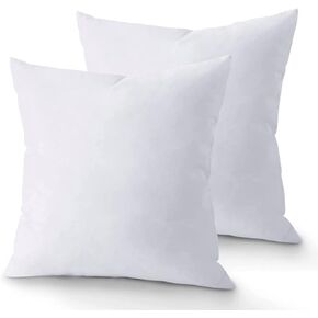 حشوات وسادة من QUBA LINEN (مجموعة من 2، أبيض)، 18 × 18 بوصة - حشوات خفيفة الوزن للأريكة والسرير وديكور المنزل (18 × 18 بوصة (عبوة من 2))