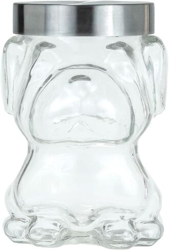 Amici Pet Mad Dog Glass Canister | Airtight Dog Treat Jar | Pet Food Storage | Cute Dog Treat Jar for Kitchen Counter | Cookie Jar with Twist on Lid, 48-Oz in Kuwait